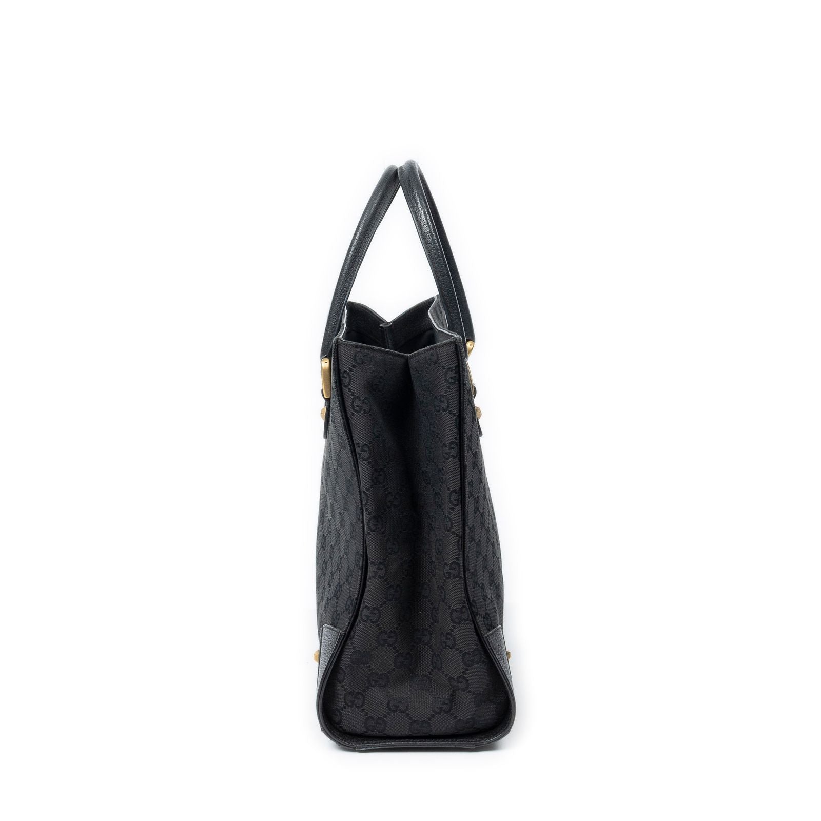 Gucci Nail Head Tote Black GG Canvas — view 3
