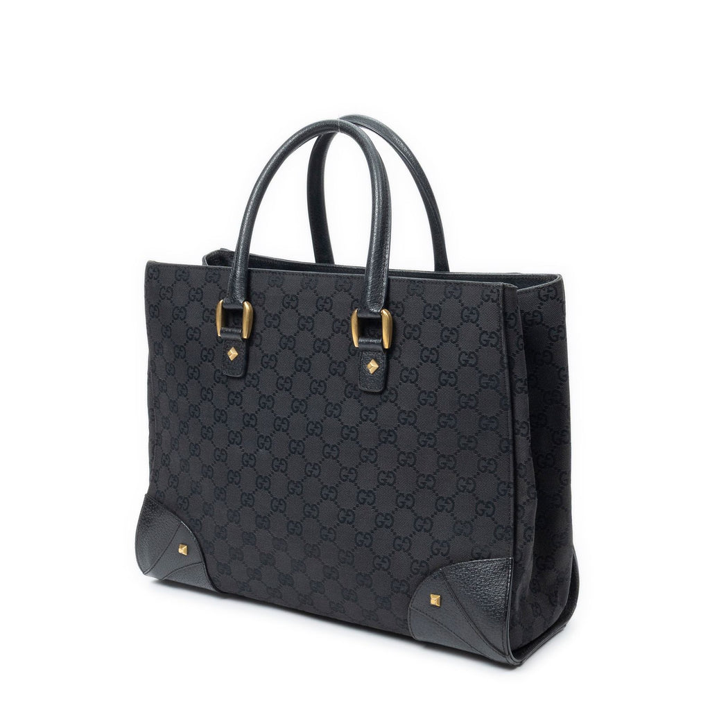 Gucci Nail Head Tote Black GG Canvas — view 2