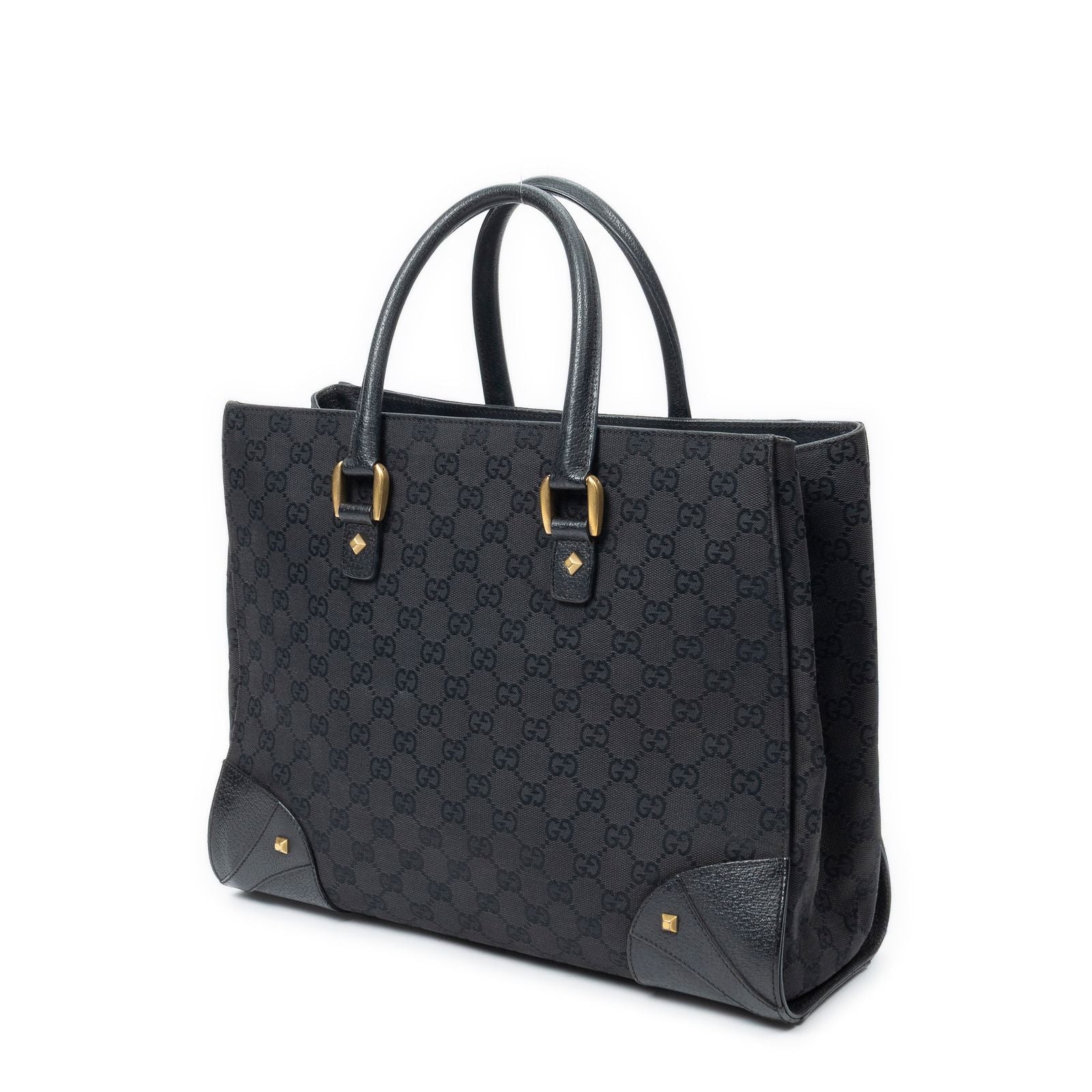 Gucci Nail Head Tote Black GG Canvas — view 2