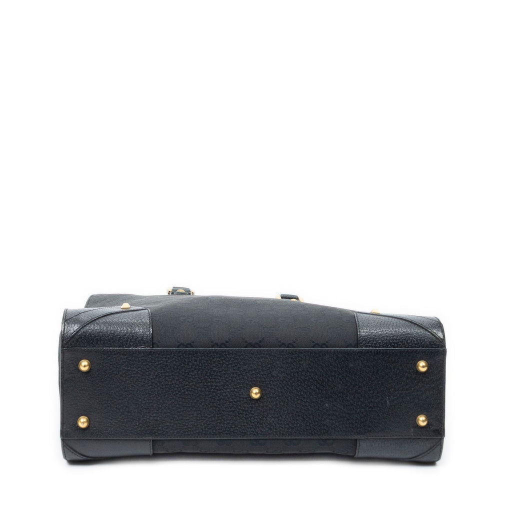 Gucci Nail Head Tote Black GG Canvas — view 6