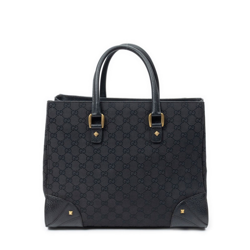 Gucci Nail Head Tote Black GG Canvas