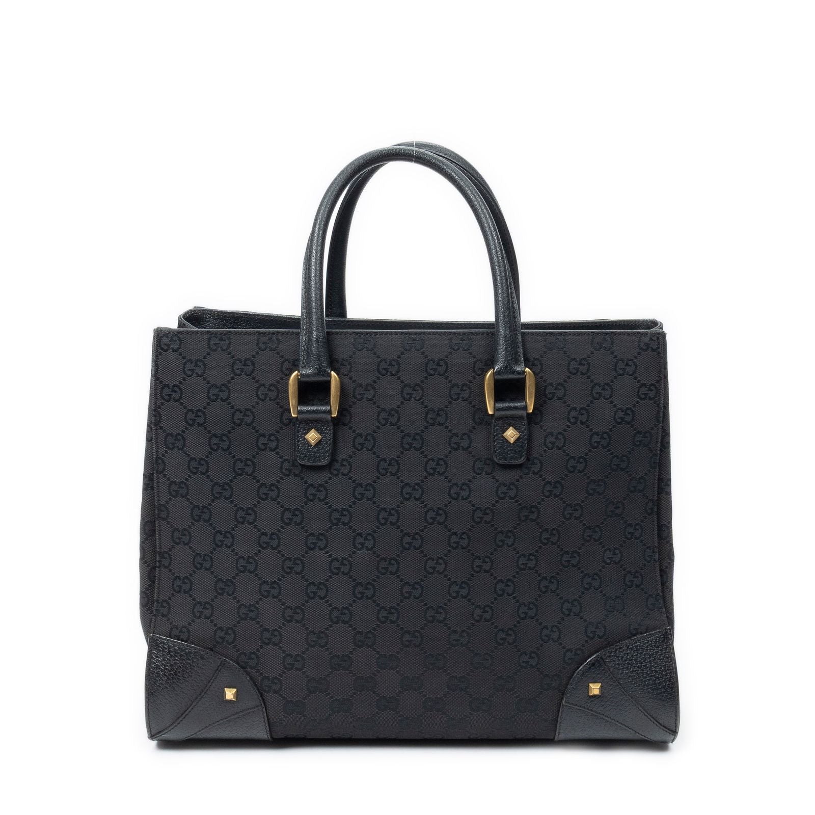Gucci Nail Head Tote Black GG Canvas