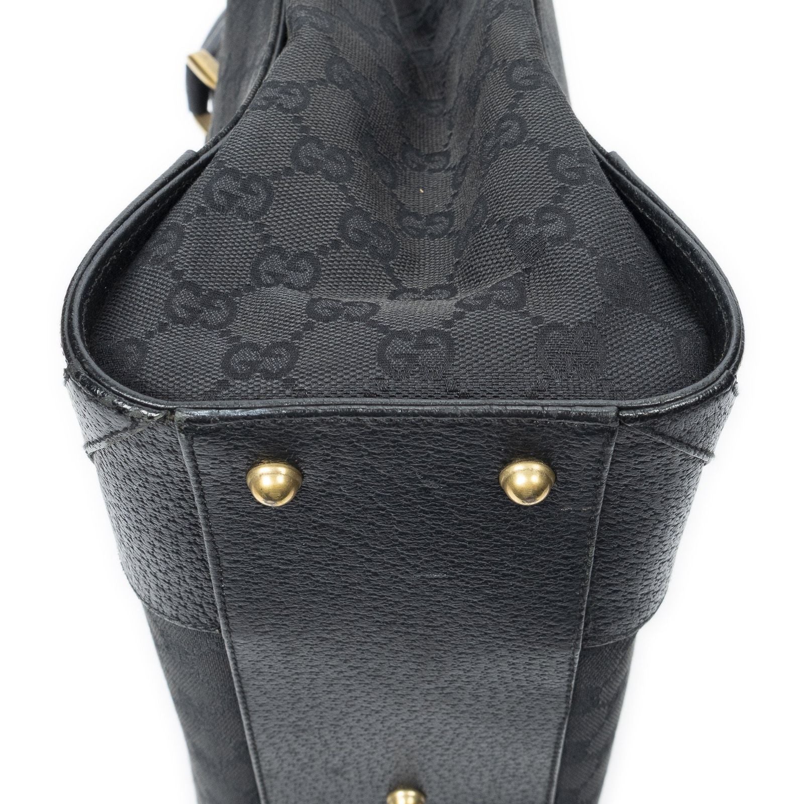 Gucci Nail Head Tote Black GG Canvas — view 7