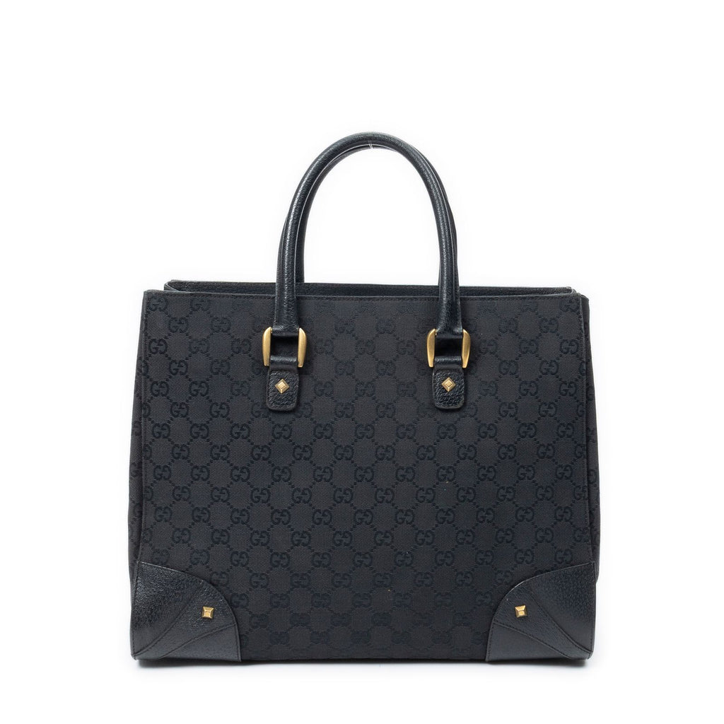 Gucci Nail Head Tote Black GG Canvas — view 5