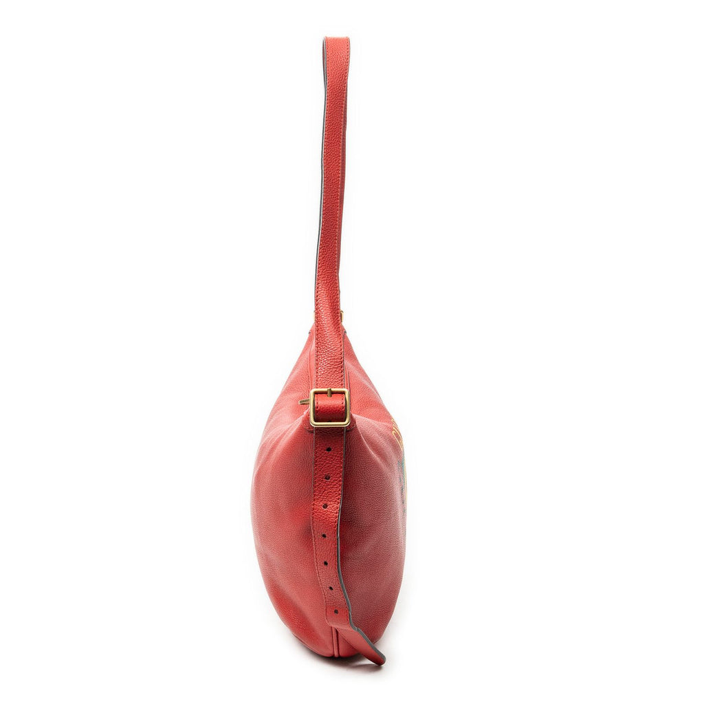 Gucci Large Halfmoon Hobo Red Print Leather — view 4