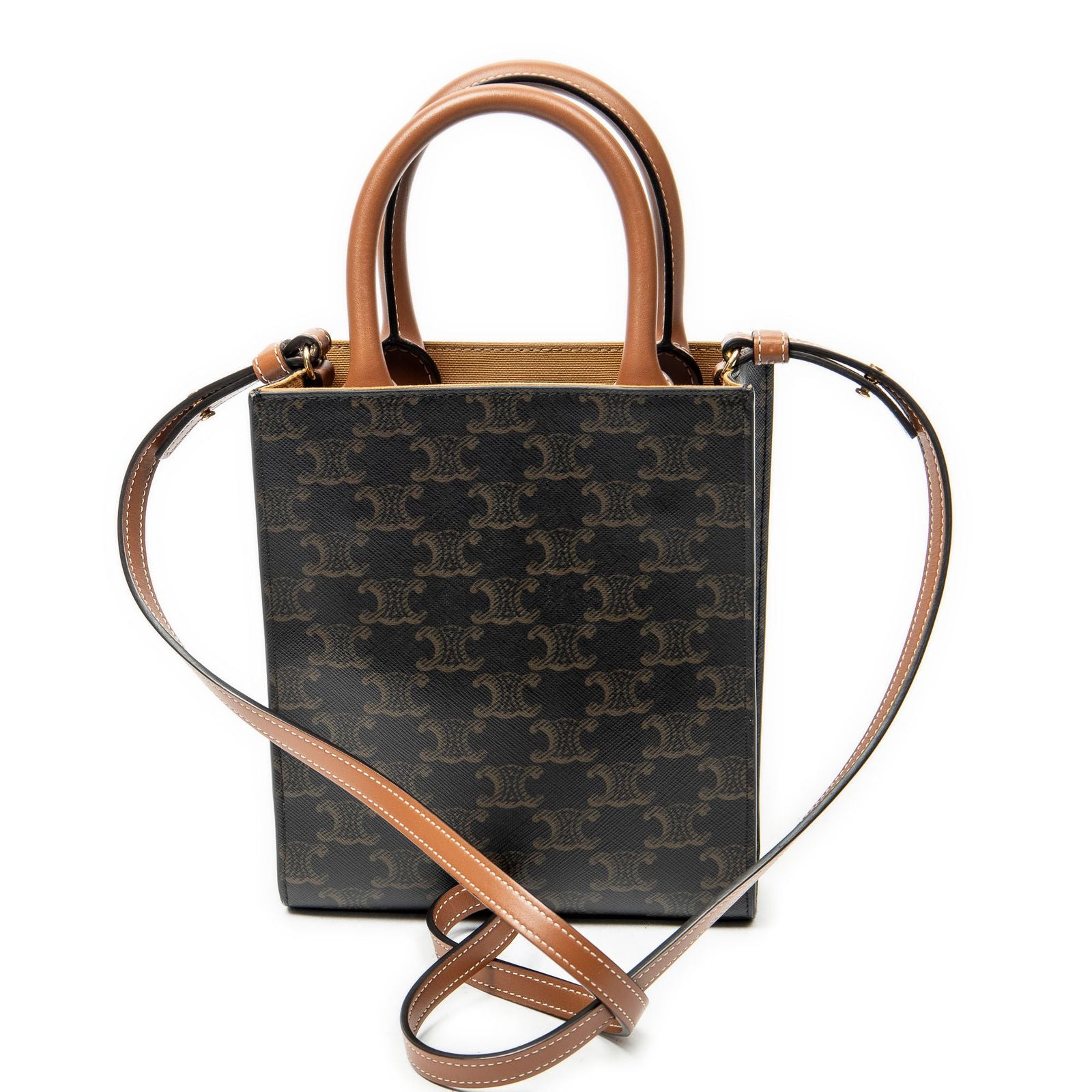 Celine Mini Vertical Cabas Brown Triomphe Canvas Tote — view 5