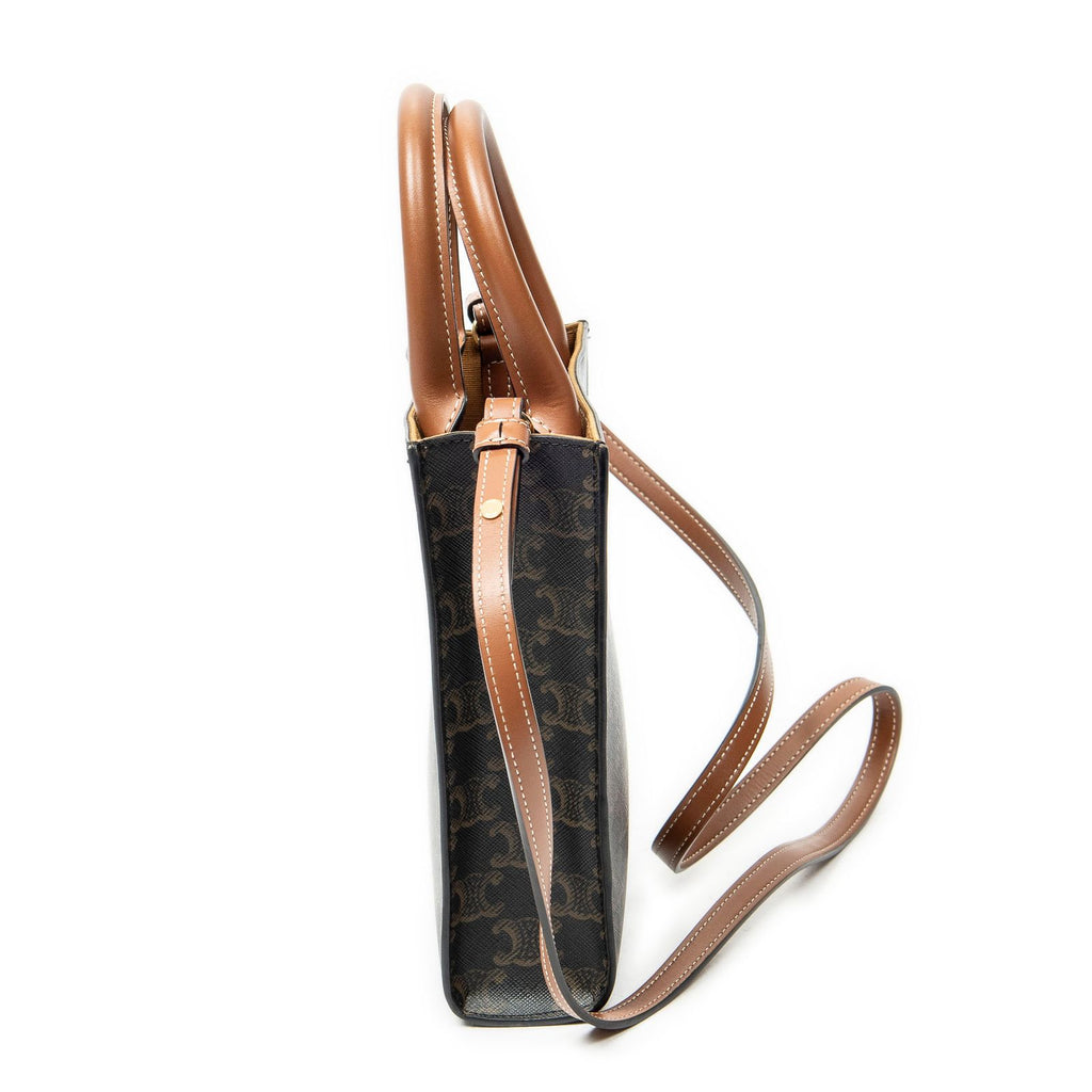 Celine Mini Vertical Cabas Brown Triomphe Canvas Tote — view 3