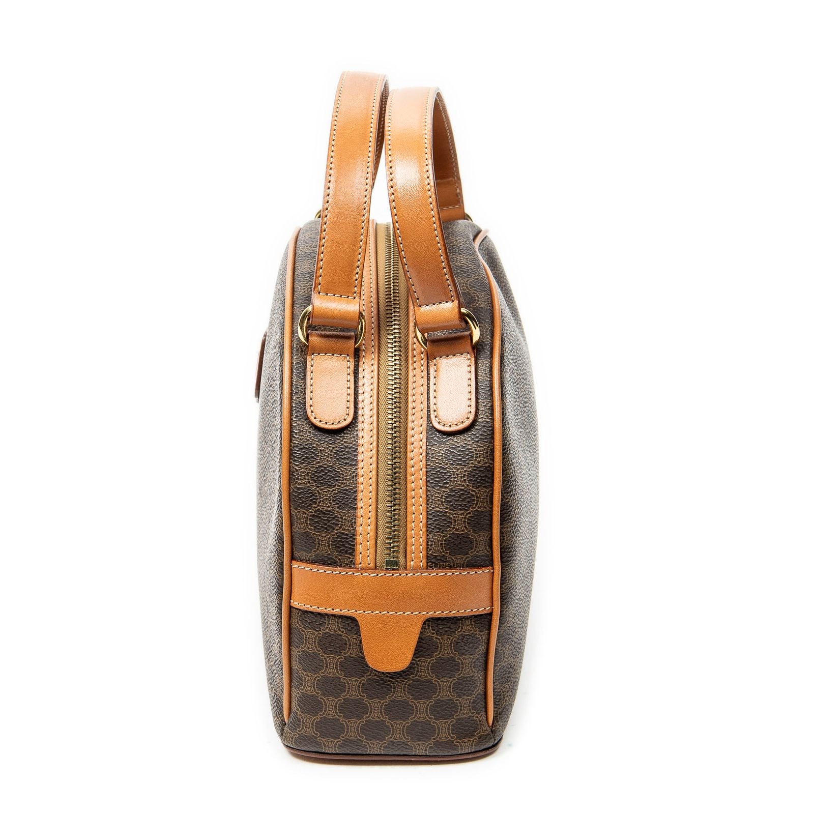 Celine Dome Top Handle Brown Macadam Canvas — view 3
