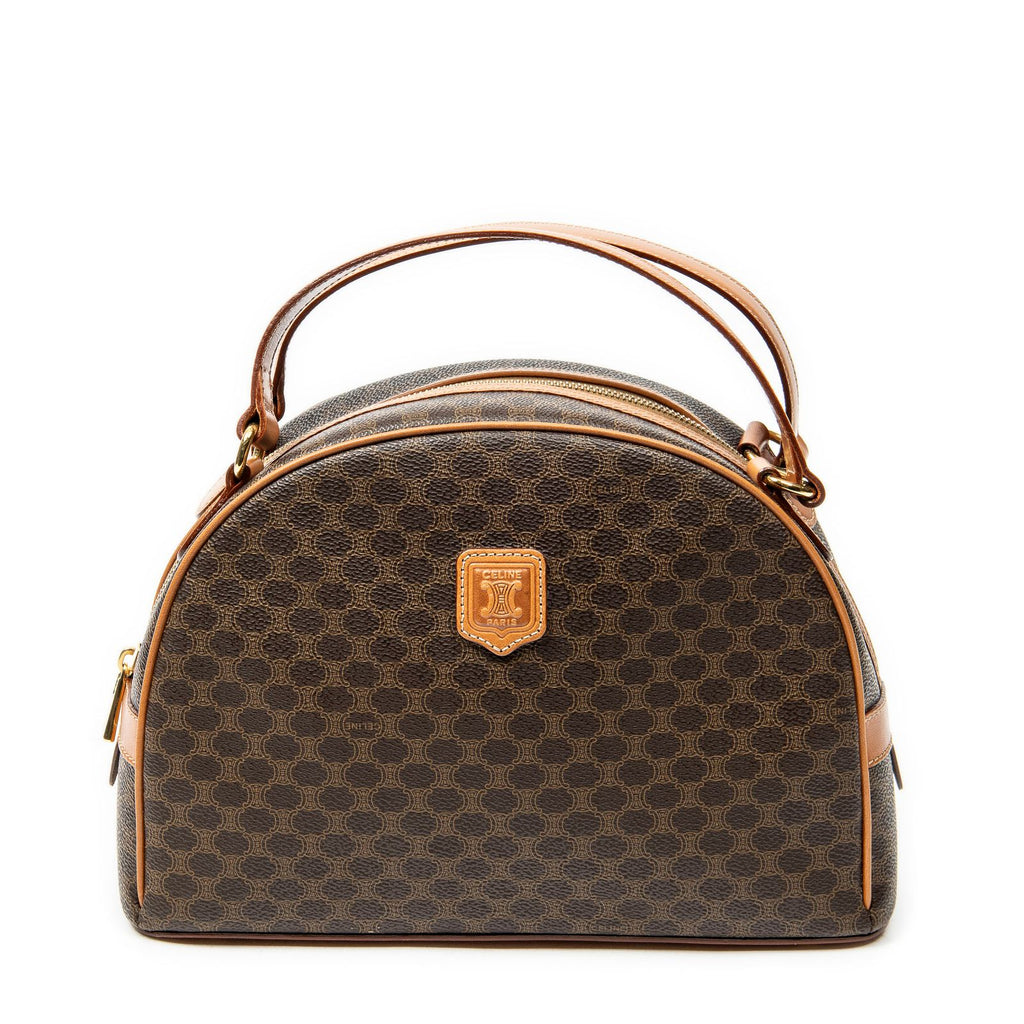 Celine Dome Top Handle Brown Macadam Canvas