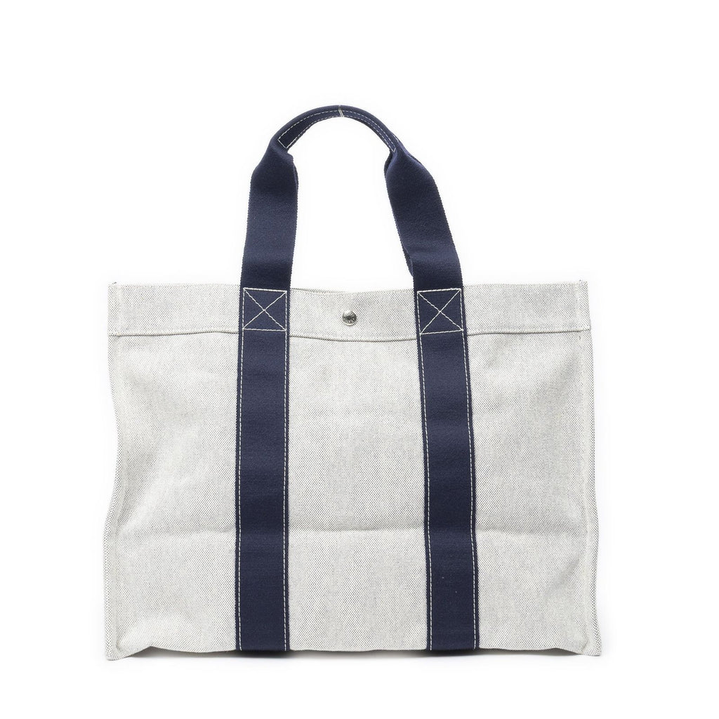 Hermes Bora Tote Navy Beige Toile — view 5