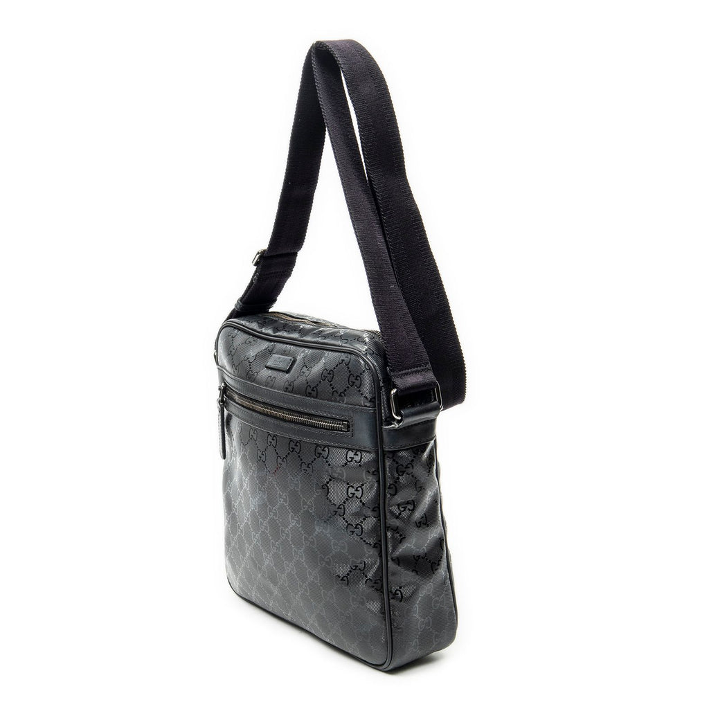 Gucci Half Moon Zip Messenger Black Guccissima Imprint Canvas — view 2