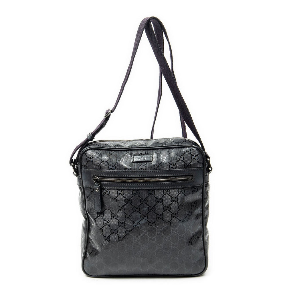 Gucci Half Moon Zip Messenger Black Guccissima Imprint Canvas