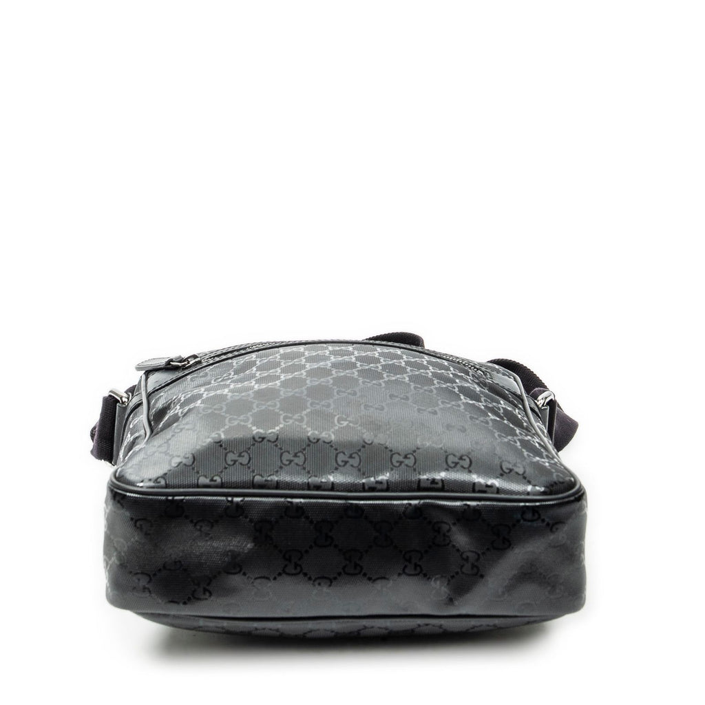 Gucci Half Moon Zip Messenger Black Guccissima Imprint Canvas — view 6