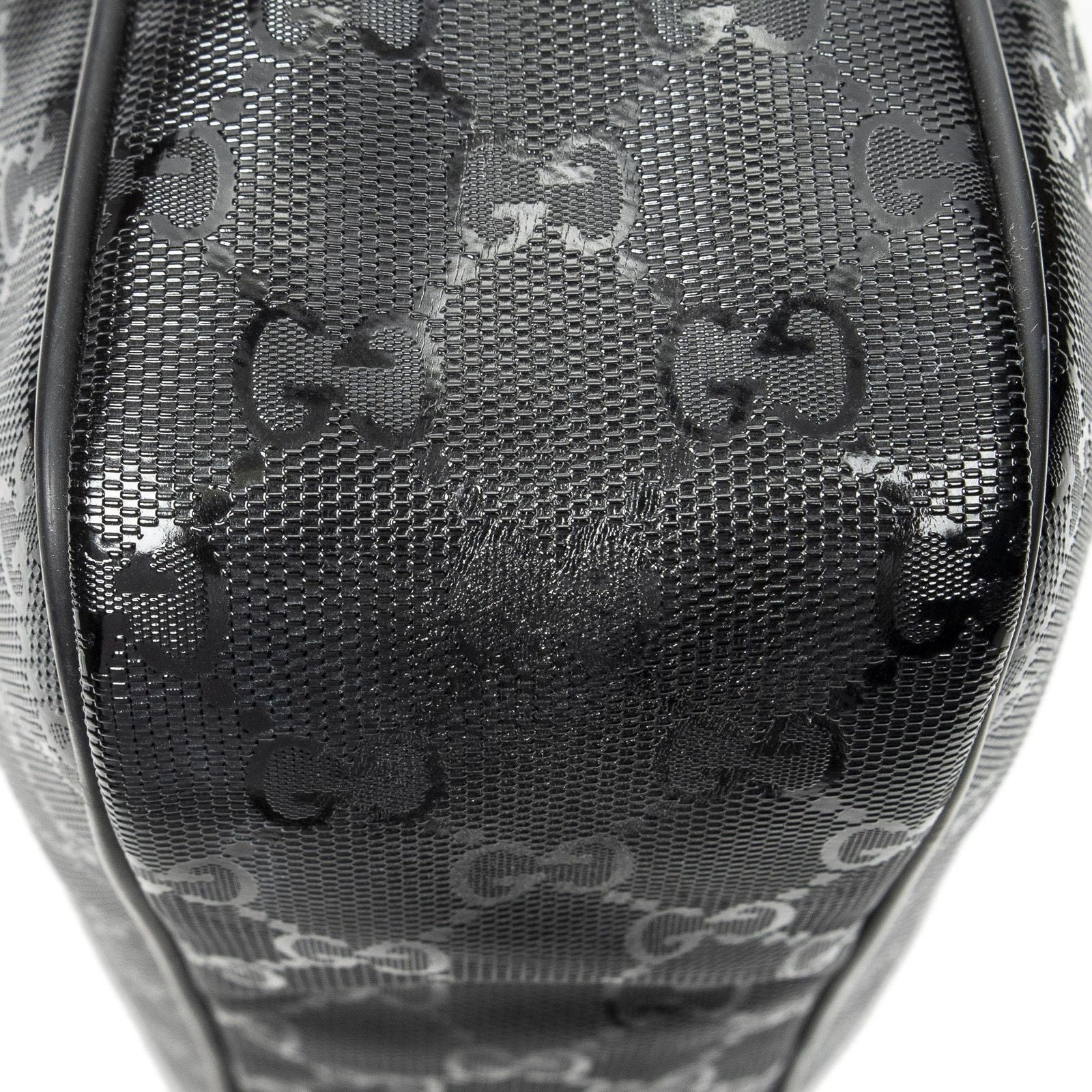 Gucci Half Moon Zip Messenger Black Guccissima Imprint Canvas — view 8