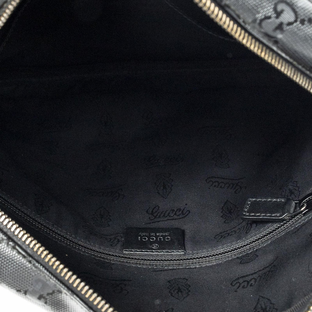 Gucci Half Moon Zip Messenger Black Guccissima Imprint Canvas — view 9