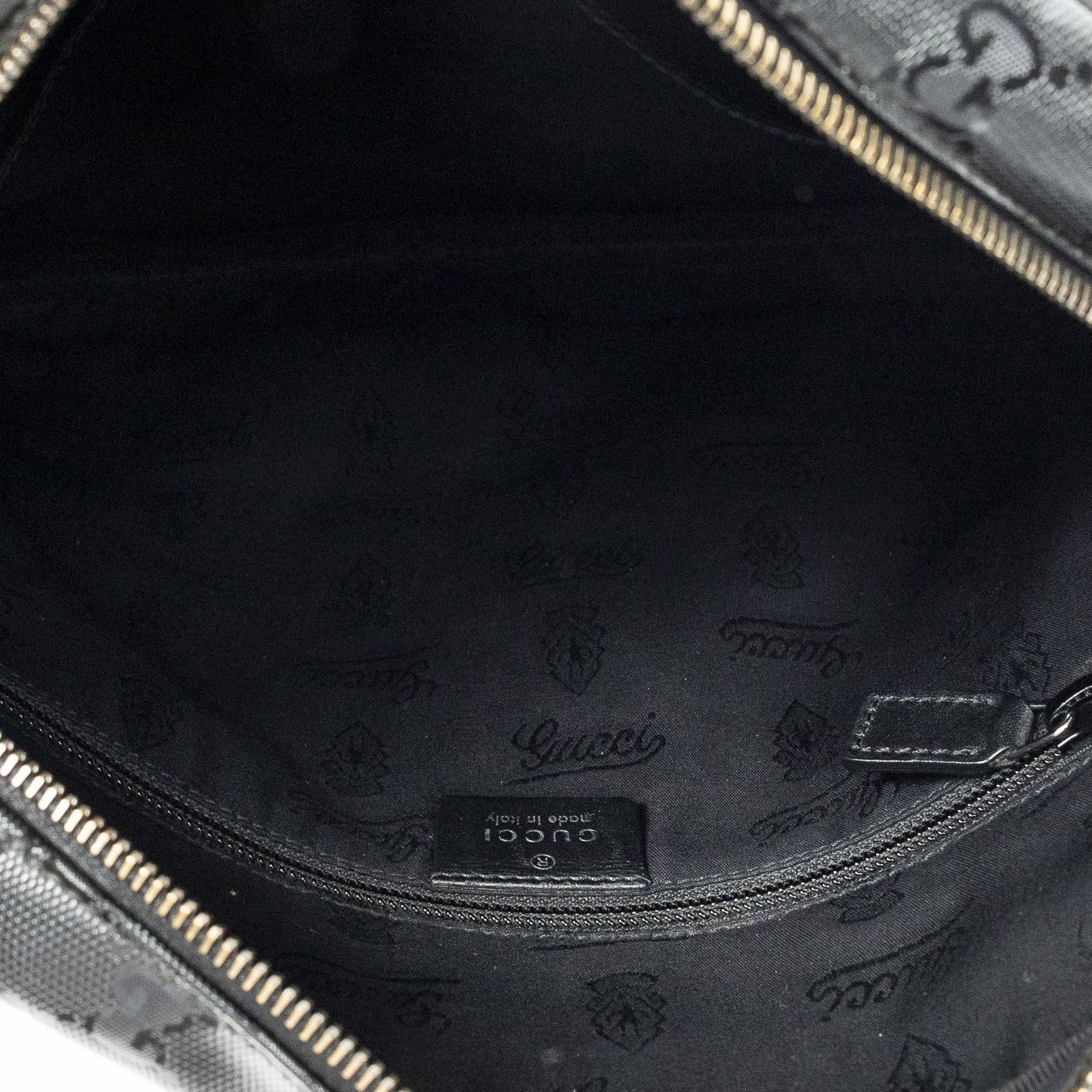 Gucci Half Moon Zip Messenger Black Guccissima Imprint Canvas — view 9