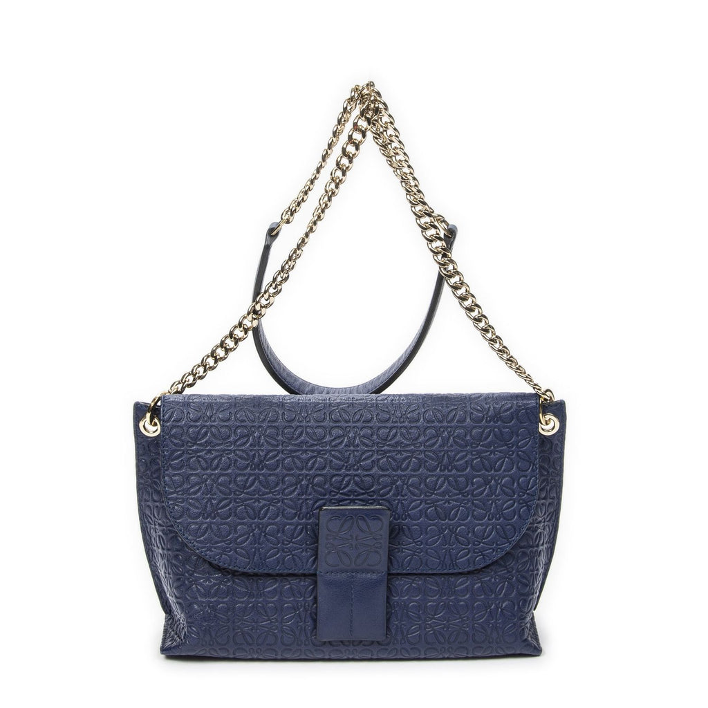 Loewe Anagram Avenue Crossbody Navy Animal Embossed Leather