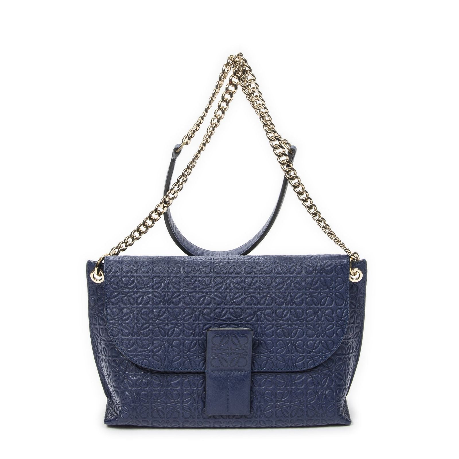 Loewe Anagram Avenue Crossbody Navy Animal Embossed Leather