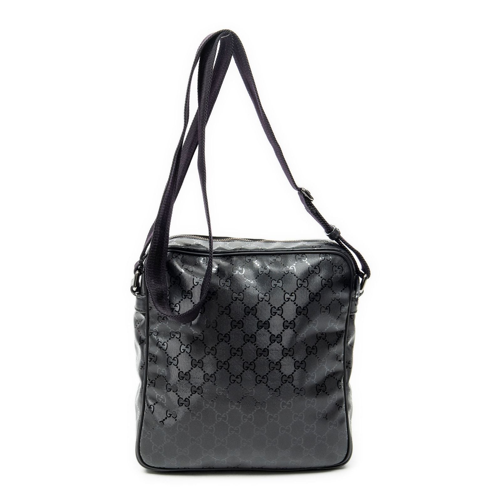 Gucci Half Moon Zip Messenger Black Guccissima Imprint Canvas — view 5