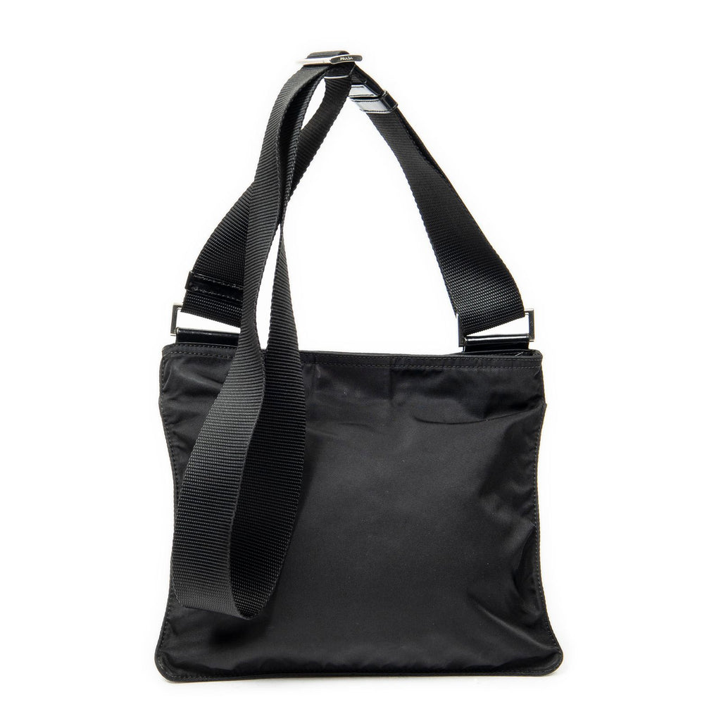 Prada Small Zip Flat Messenger Black Nylon Canvas — view 5