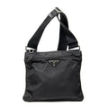 Prada Small Zip Flat Messenger Black Nylon Canvas
