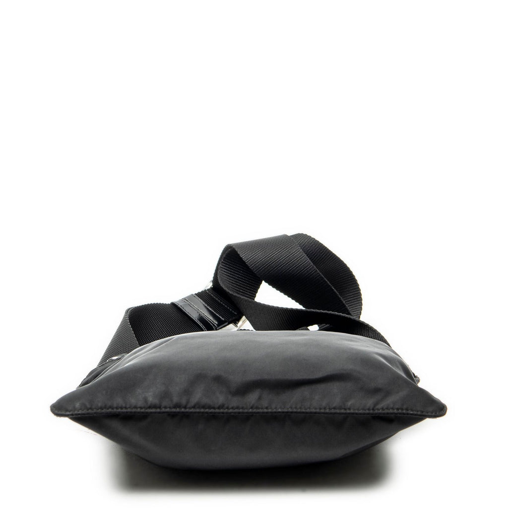 Prada Small Zip Flat Messenger Black Nylon Canvas — view 6
