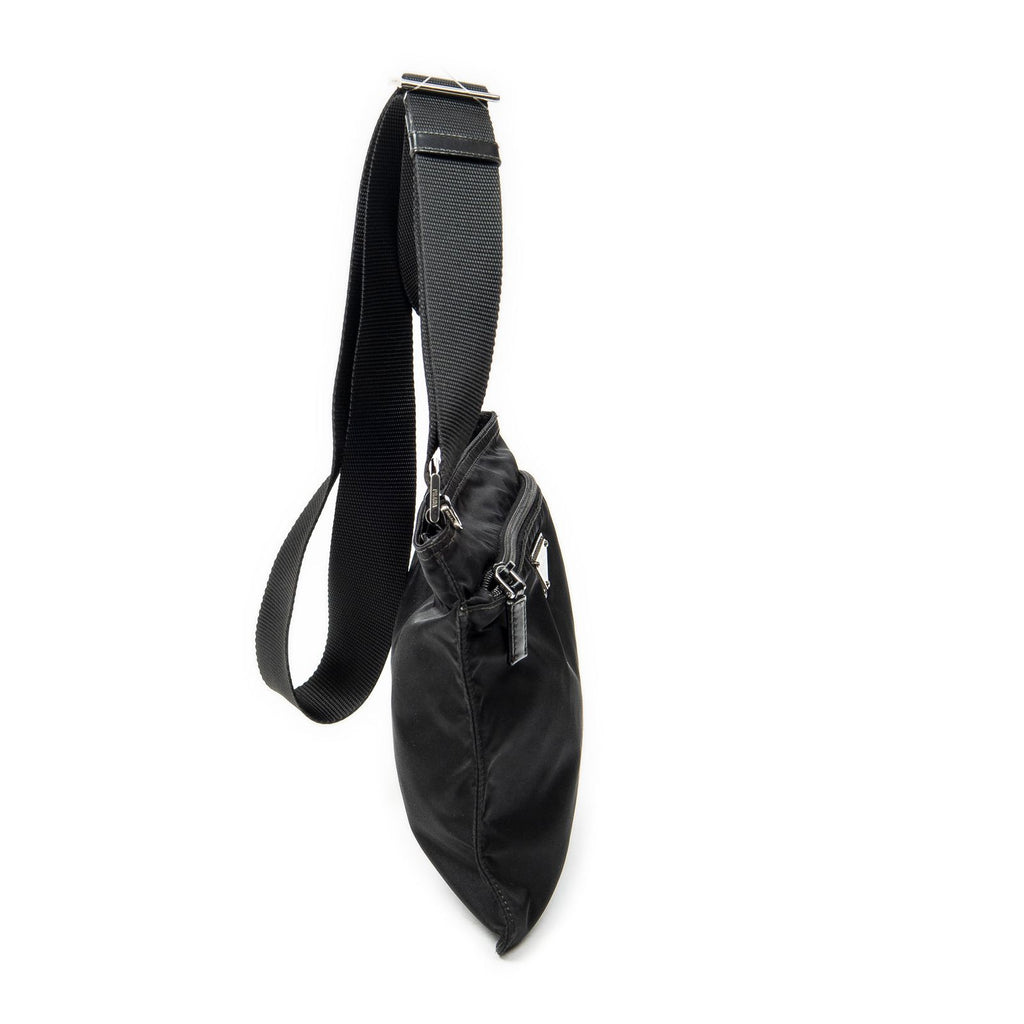 Prada Small Zip Flat Messenger Black Nylon Canvas — view 4