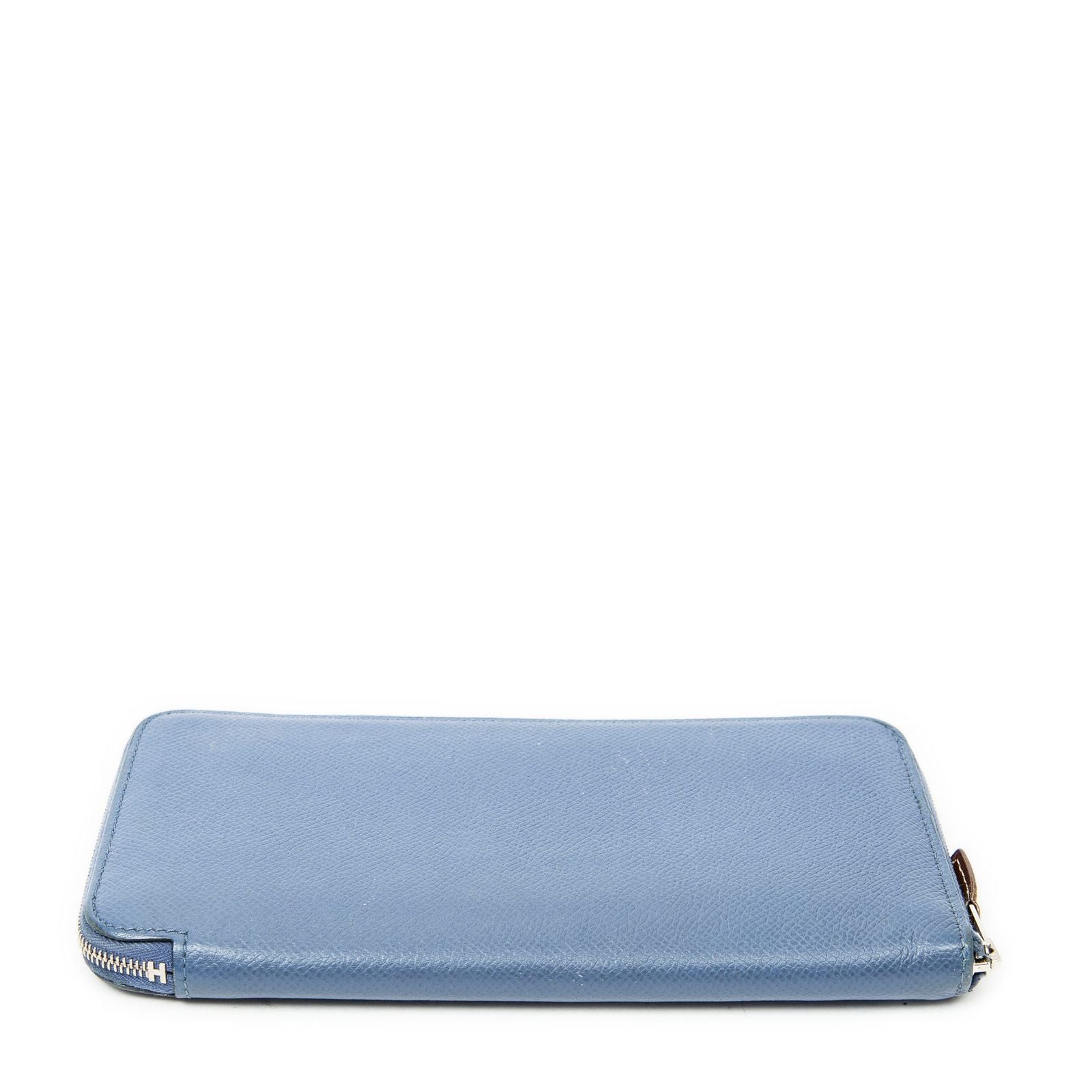 Hermes Azap Silk'in Classique Long Walletblue Agate Epsom Leather Wallet — view 3