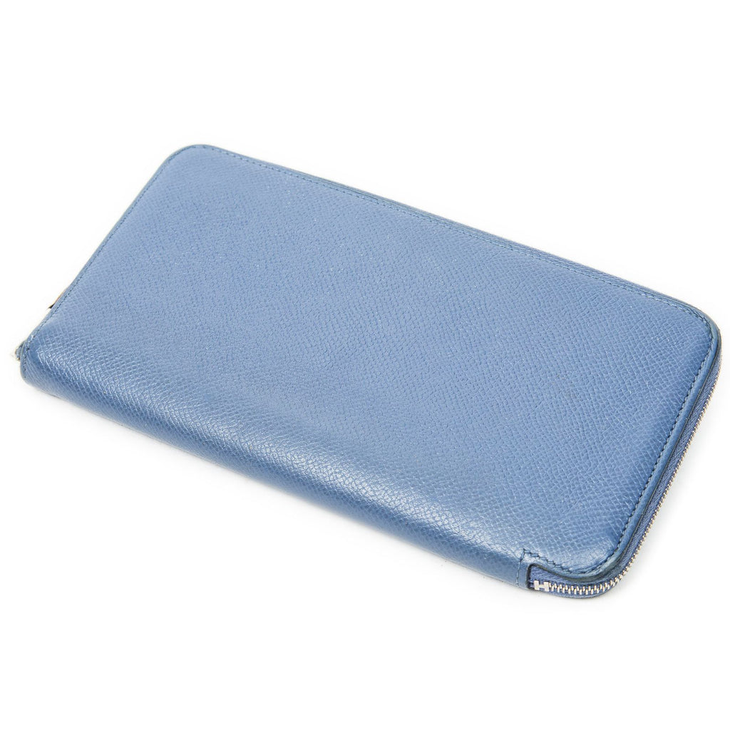 Hermes Azap Silk'in Classique Long Walletblue Agate Epsom Leather Wallet — view 2