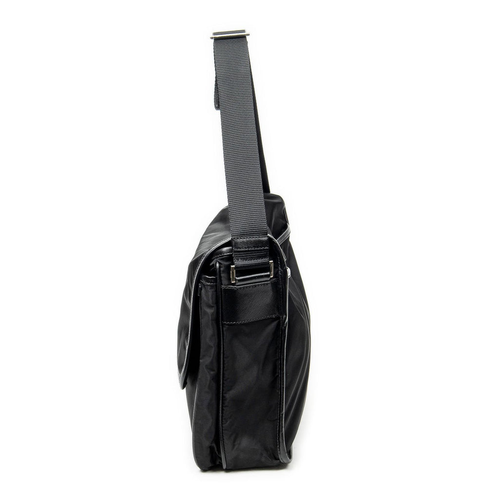 Prada Buckle Flap Messenger Bag Black Nylon Canvas — view 3