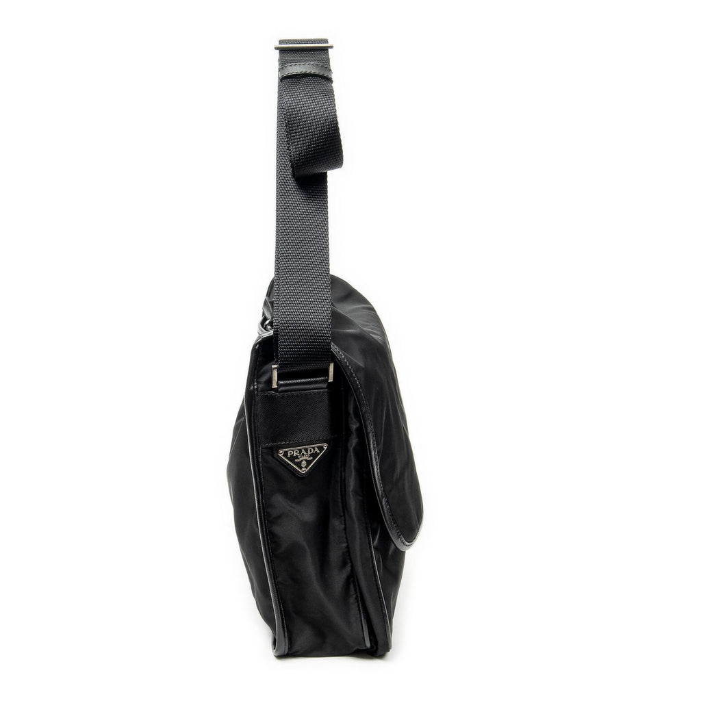 Prada Buckle Flap Messenger Bag Black Nylon Canvas — view 4