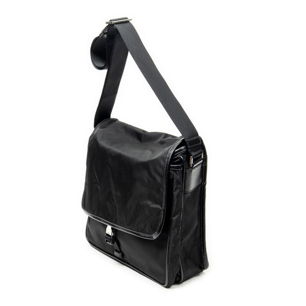 Prada Buckle Flap Messenger Bag Black Nylon Canvas — view 2