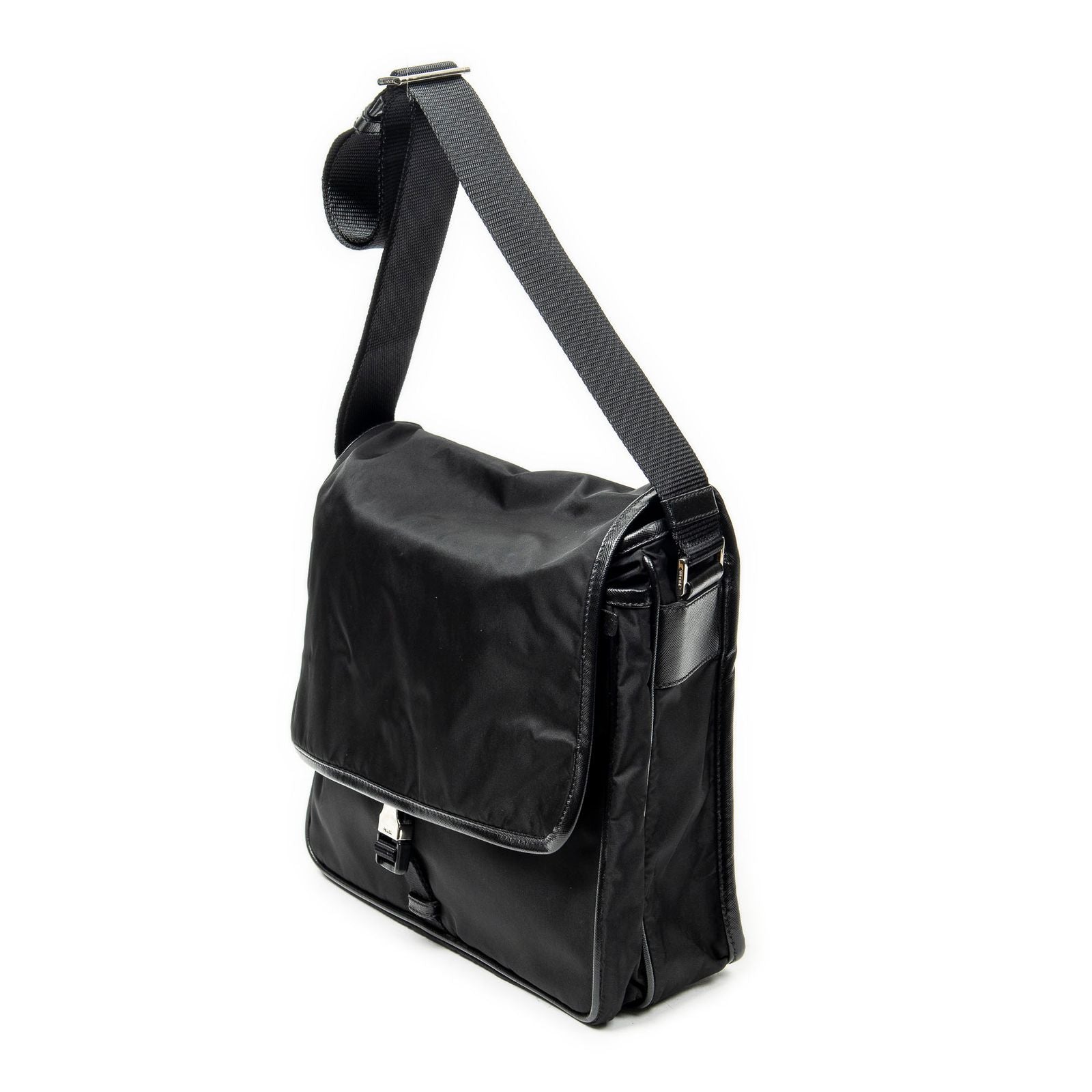 Prada Buckle Flap Messenger Bag Black Nylon Canvas — view 2