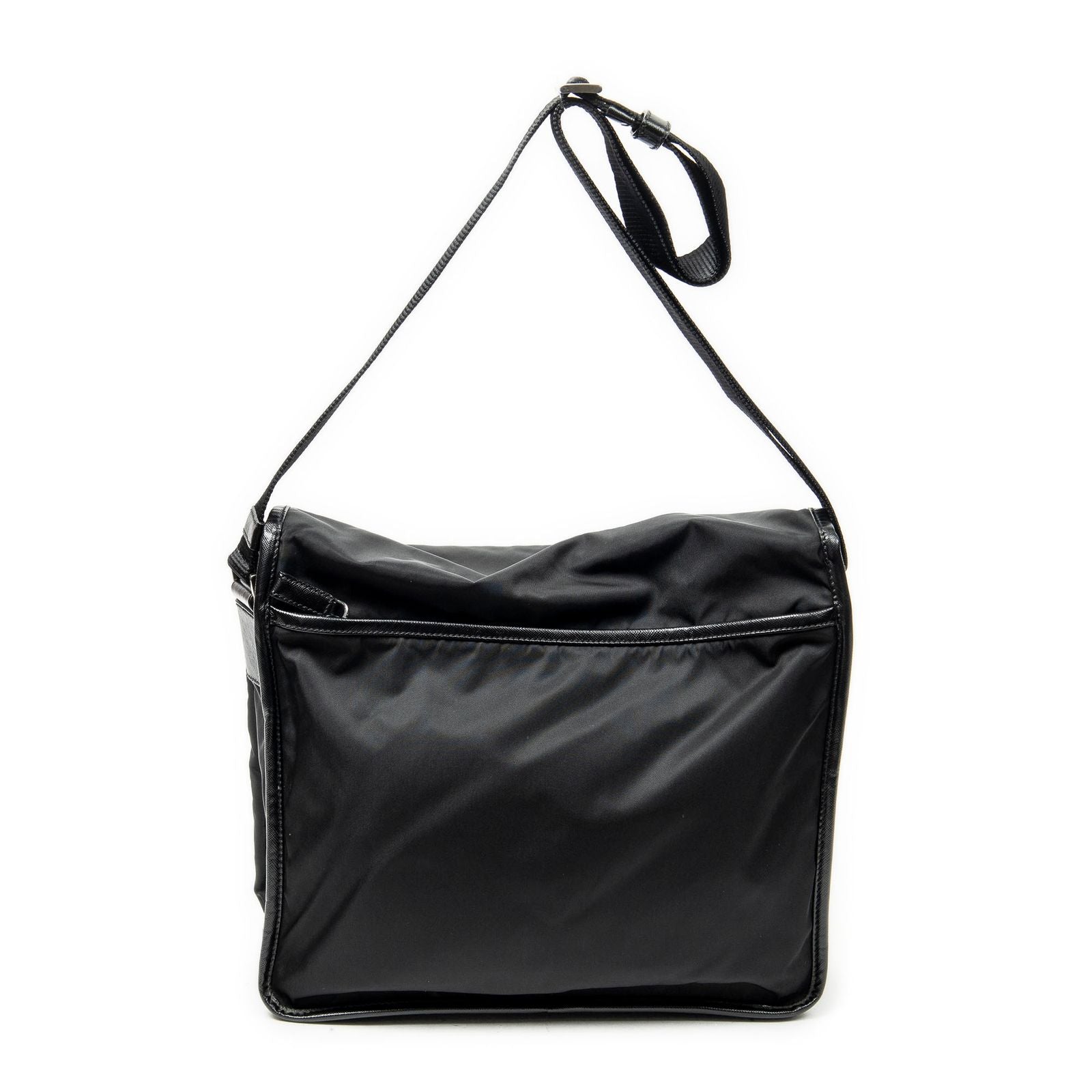 Prada Buckle Flap Messenger Bag Black Nylon Canvas — view 5