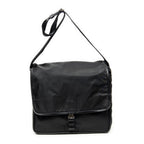 Prada Buckle Flap Messenger Bag Black Nylon Canvas