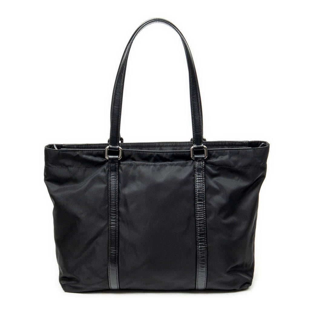 Prada Zip Shopping Tote Black Nylon Canvas — view 5