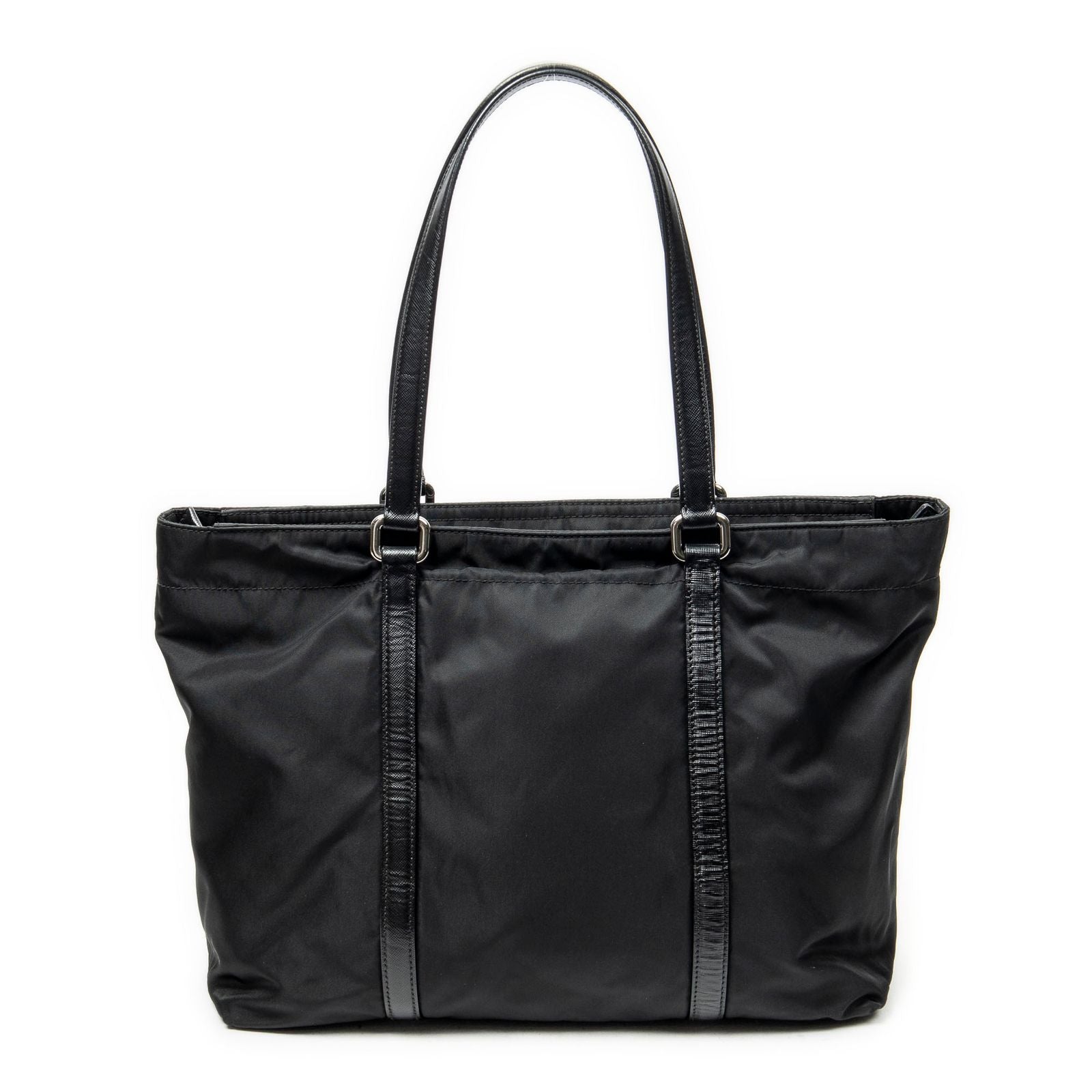 Prada Zip Shopping Tote Black Nylon Canvas — view 5