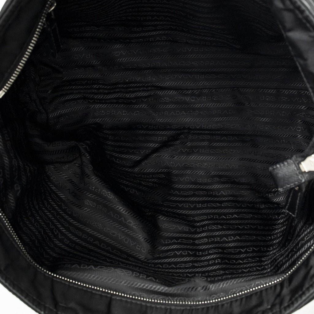 Prada Zip Shopping Tote Black Nylon Canvas — view 9