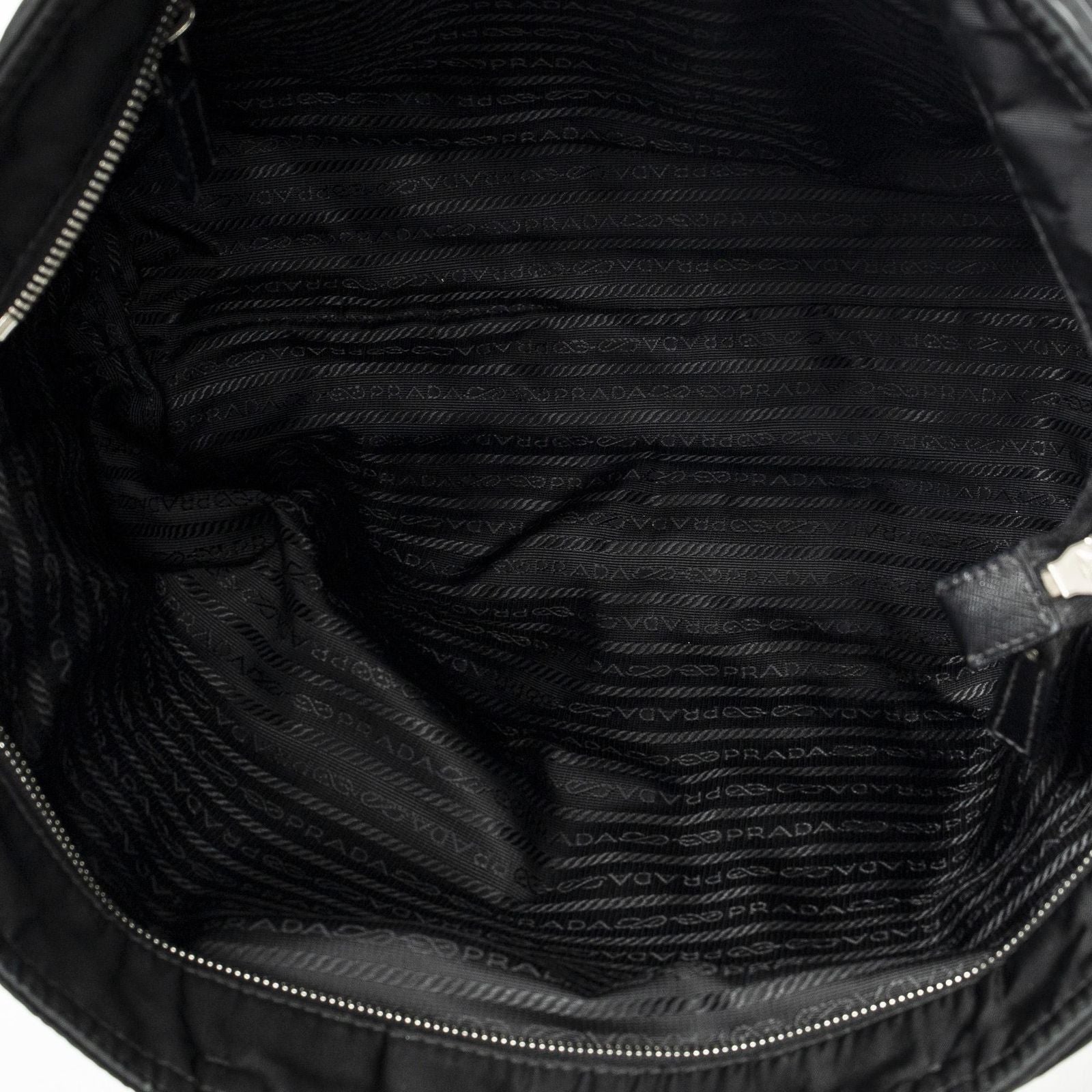 Prada Zip Shopping Tote Black Nylon Canvas — view 9