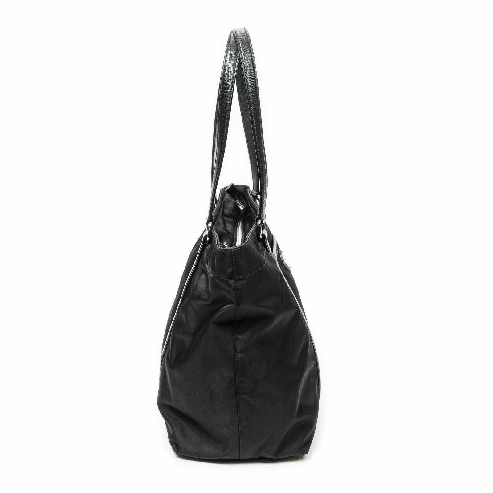 Prada Zip Shopping Tote Black Nylon Canvas — view 4