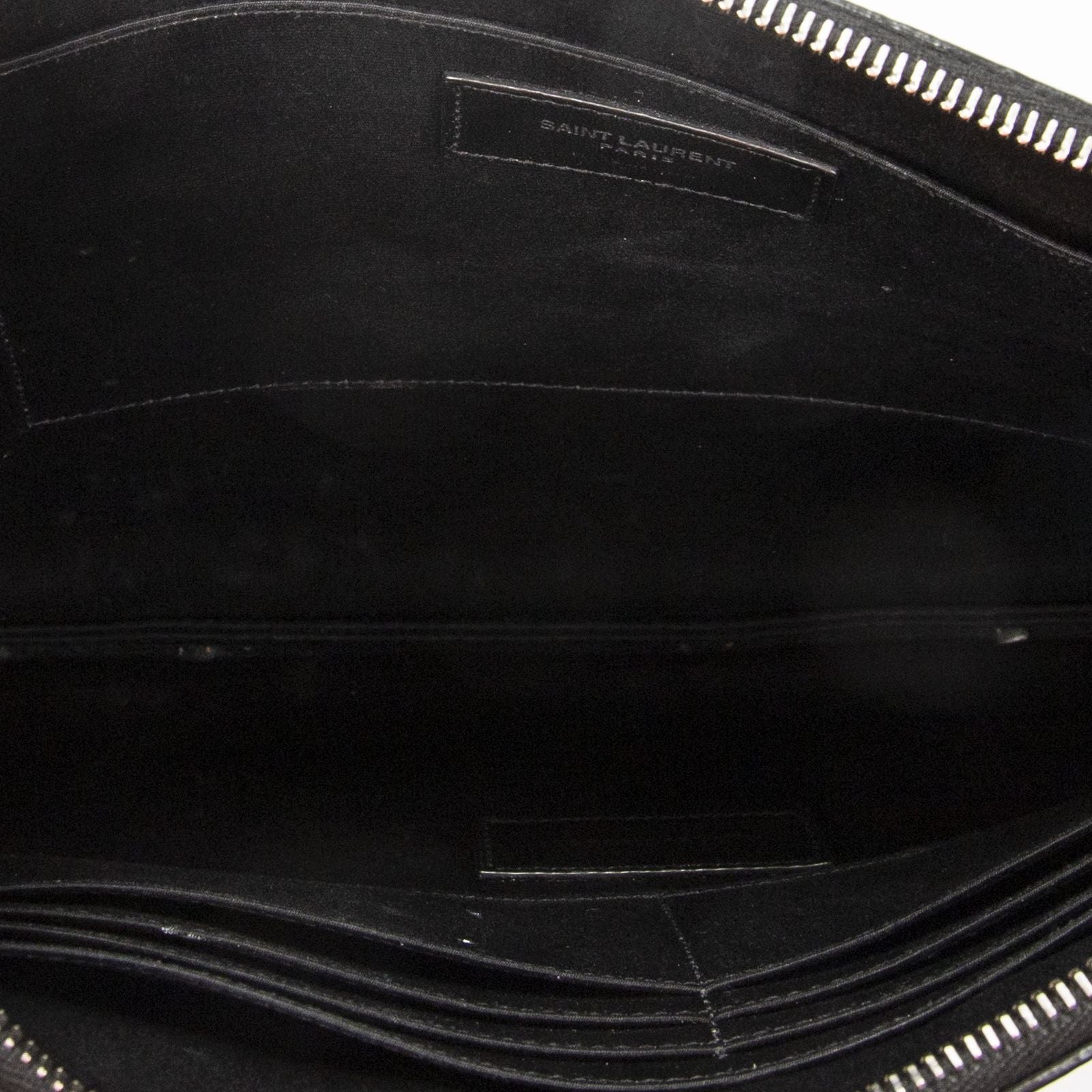 Saint Laurent Zip Clutch Black Gray Leather — view 4