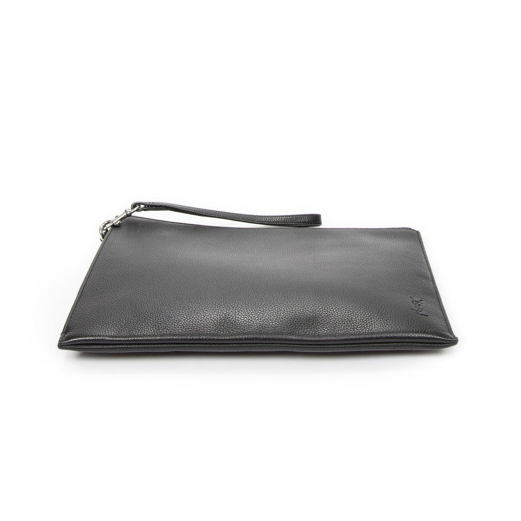 Saint Laurent Zip Clutch Black Gray Leather — view 3