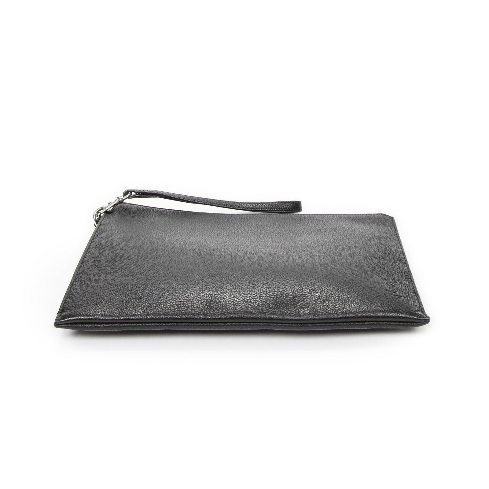 Saint Laurent Zip Clutch Black Gray Leather — view 3