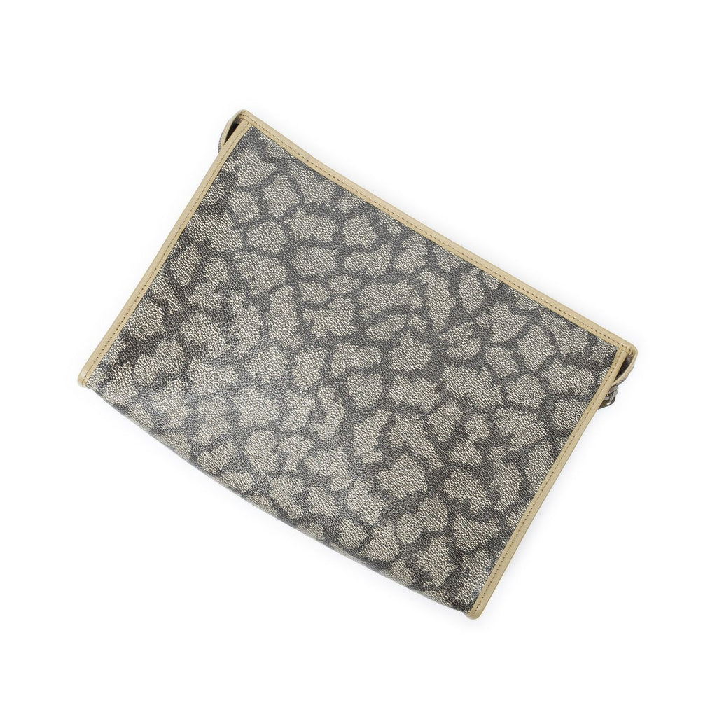 Saint Laurent Vintage Zip Clutch Brown Giraffe Print Coated Canvasa — view 2