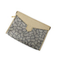 Saint Laurent Vintage Zip Clutch Brown Giraffe Print Coated Canvasa