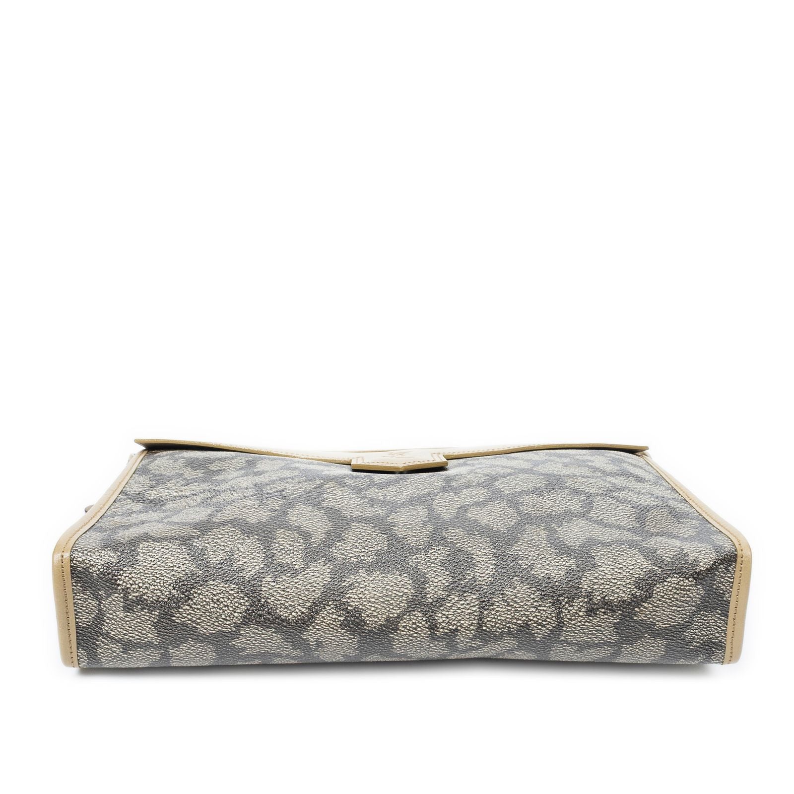 Saint Laurent Vintage Zip Clutch Brown Giraffe Print Coated Canvasa — view 3
