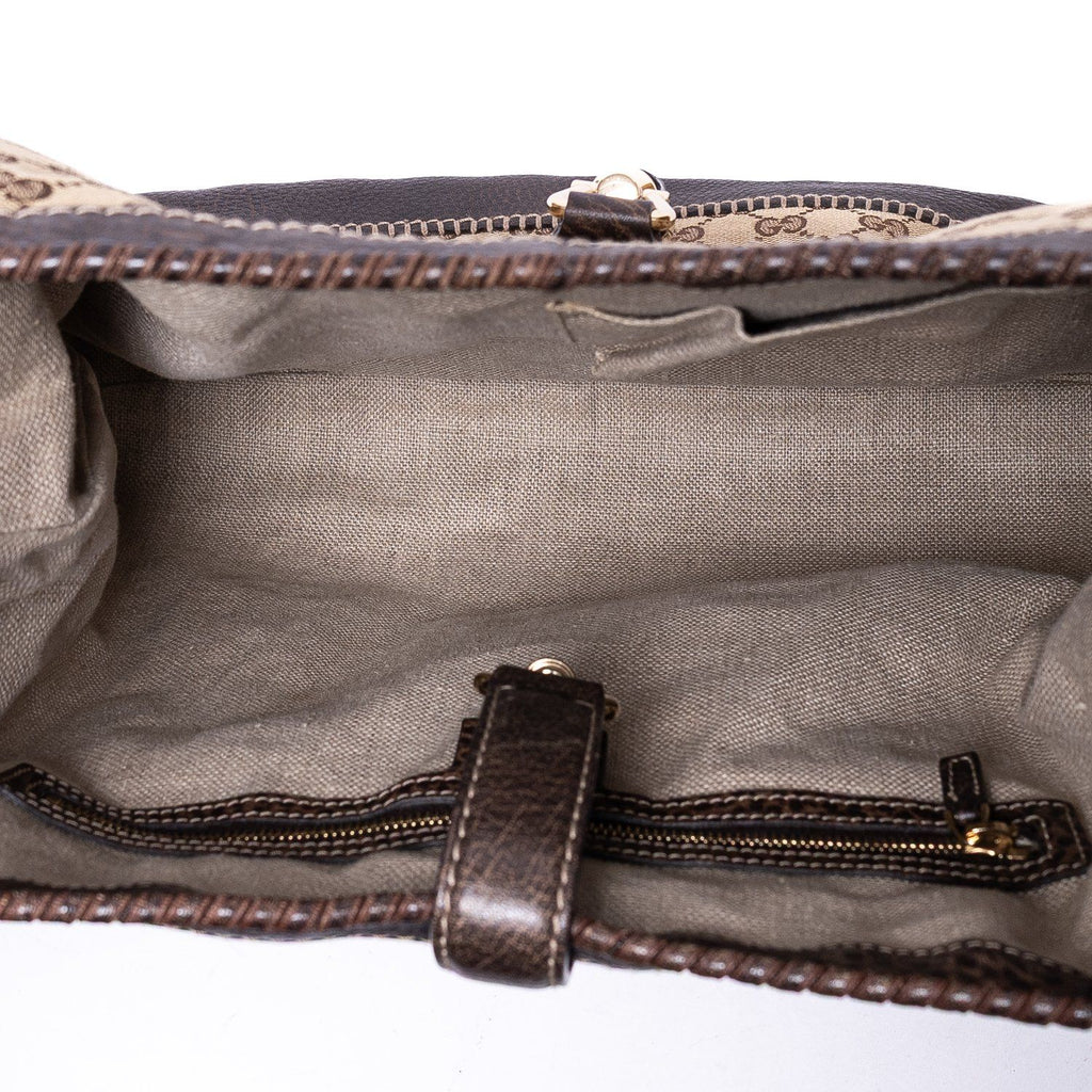 Gucci Jackie Hobo Dark Brown Monogram Canvas — view 9