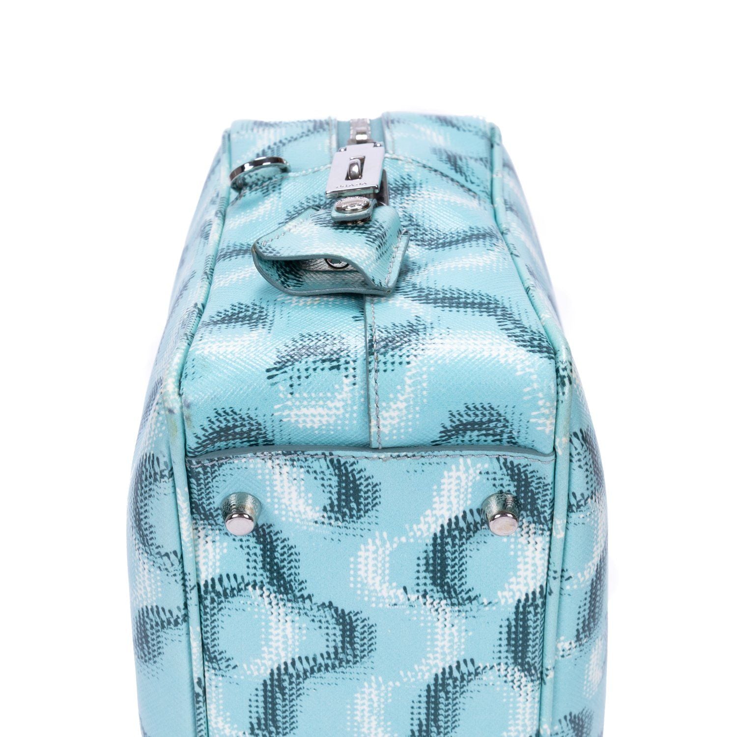 Prada Bowlet Turquoise Print Saffiano Leather Handbag — view 8