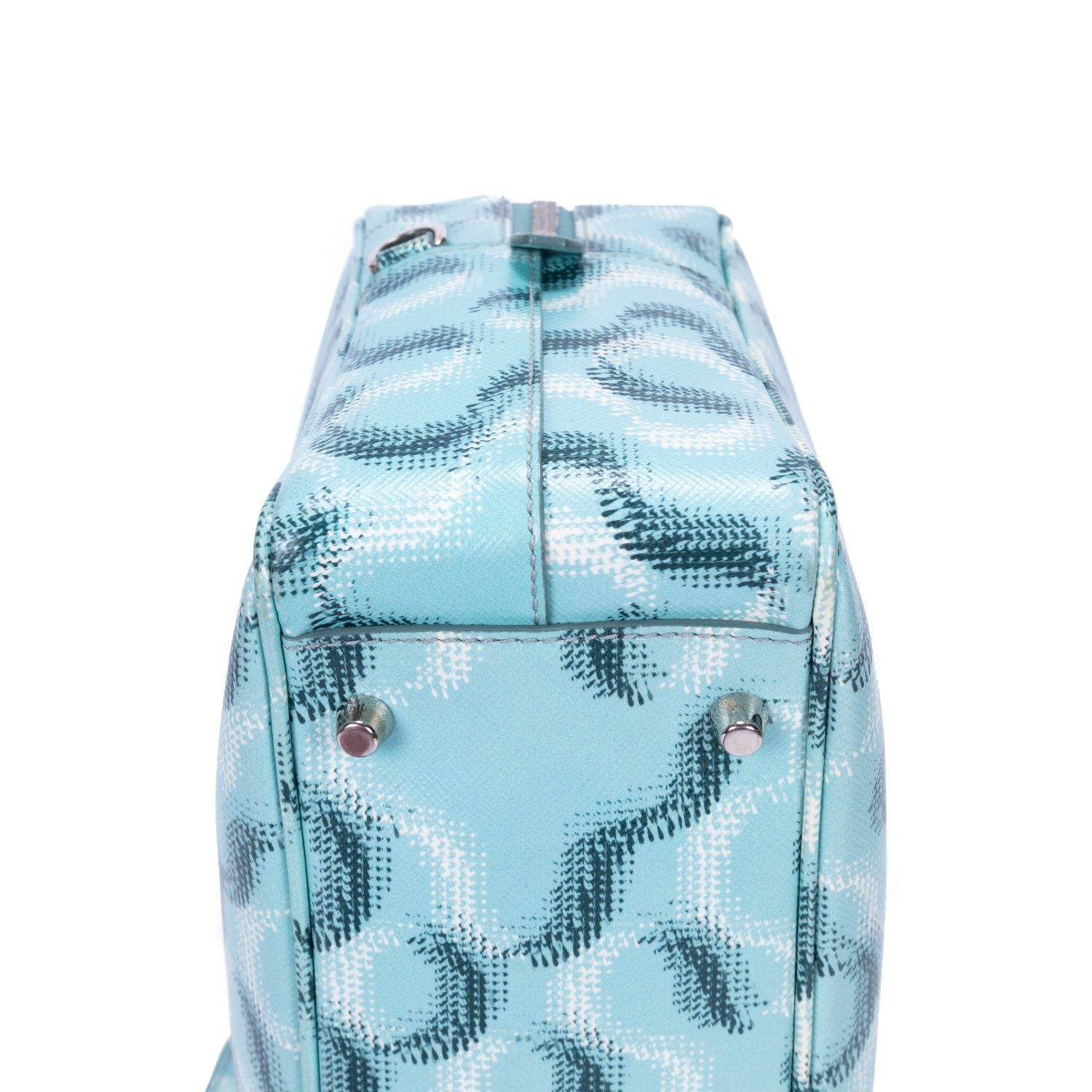 Prada Bowlet Turquoise Print Saffiano Leather Handbag — view 7