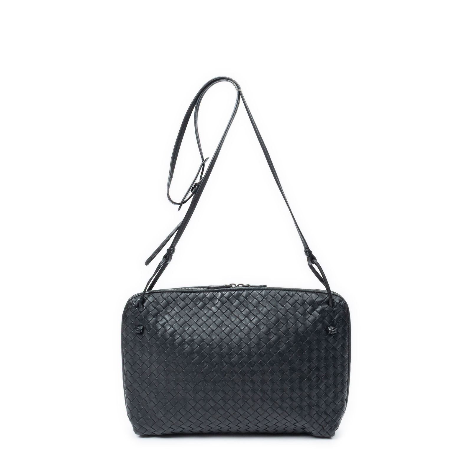Bottega Veneta Nodini Crossbody Black Intrecciato Leather